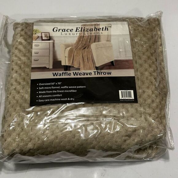 Grace Elizabeth Luxury Linens Waffle Weave Throw Blanket | Oversized 50” x 70” - Picture 1 of 6